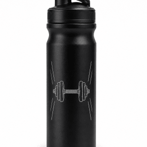 Bidon treningowy model Power z motywem gym - czarny