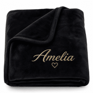 Decke Modell Warm mit personalisiertem Aufdruck – schwarz
