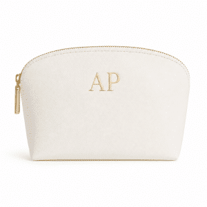 Kosmetiktasche Modell Belle mit Monogramm - Weiß