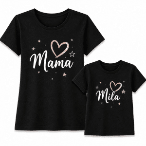 Camisetas de mamá e hija modelo Family con estampado - negro