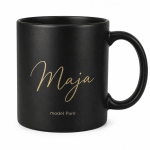 Taza de cerámica modelo Pure con tu propio texto - negra