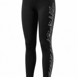 Legginsy pilates model Flow z nadrukiem bocznym - czarny