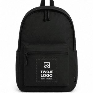 Stoffrucksack Modell Campus mit Aufdruck – schwarz
