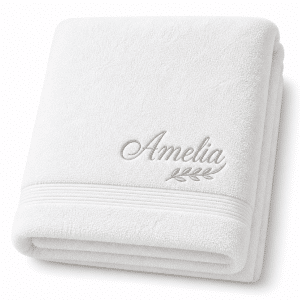 Toalla premium modelo Spa con bordado - blanca