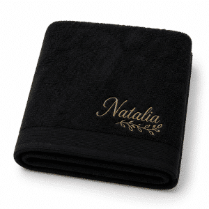 Toalla premium modelo Spa con bordado - negra