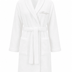 Albornoz de mujer modelo Cloud con bordado de nombre - blanco