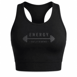 Top sportowy model Energy z nadrukiem fitness - czarny