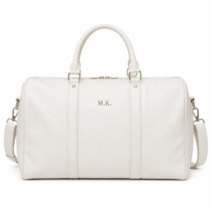 Weekender-Tasche Modell Voyage mit Monogramm - weiß