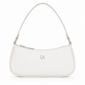 Baguettetasche Modell Elara mit Initialen – Weiß