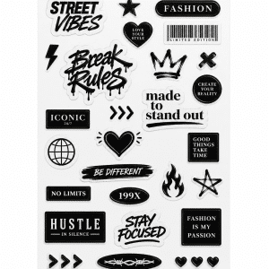Sticker-Set Modell Street mit Fashion-Motiven - schwarz