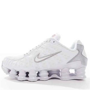 Nike Shox TL White Metallic Silver – Baskets blanches en mesh avec amorti Shox intégral AR3566-100