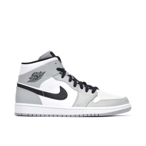 Air Jordan 1 Mid Smoke Grey – Baskets mi-montantes en cuir avec amorti Air 554724-092