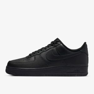 Nike Air Force 1 ’07 Triple Black – Baskets unisex noires en cuir 315122-001