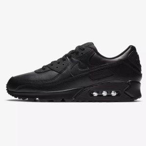 Nike Air Max 90 LTR Triple Black – Baskets unisex noires en cuir CZ5594-001