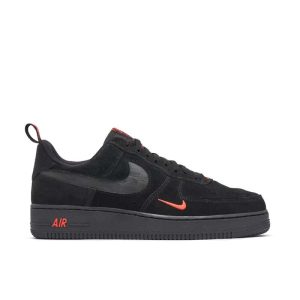 Nike Air Force 1 ’07 LV8 Black Light Crimson – Baskets noires en daim avec Nike Air DZ4514-001
