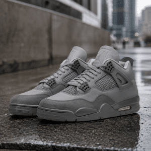Air Jordan 4 Retro SE Wet Cement – Graue Herren-Sneaker aus Veloursleder und Leder FQ7928-001