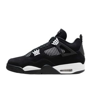Air Jordan 4 Retro White Thunder – Baskets homme noires et blanches en nubuck FQ8138-001
